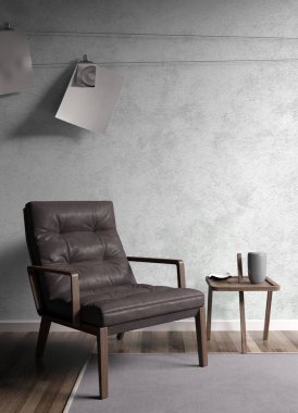 Modern parlak iç. 3D render