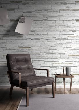 Modern parlak iç. 3D render