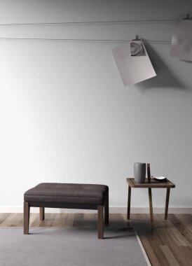 Modern parlak iç. 3D render