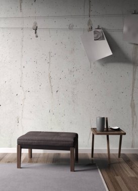 Modern parlak iç. 3D render
