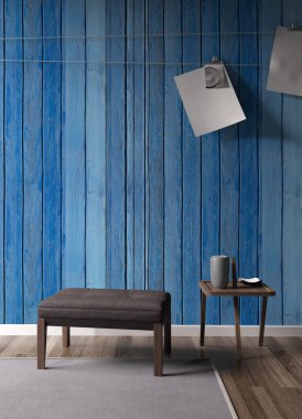 Modern parlak iç. 3D render