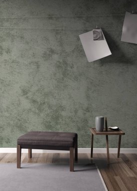 Modern parlak iç. 3D render