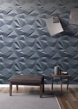 Modern parlak iç. 3D render