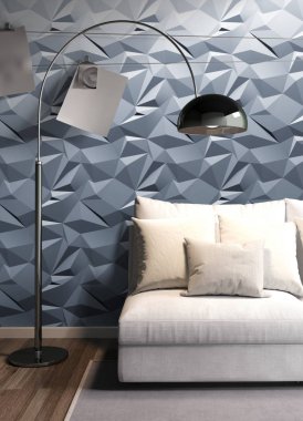 Modern parlak iç. 3D render