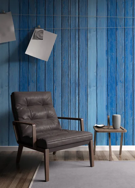 Modern parlak iç. 3D render