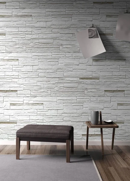 Modern parlak iç. 3D render