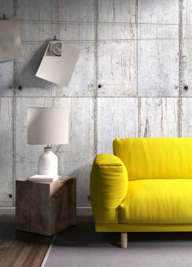 Modern parlak iç. 3D render