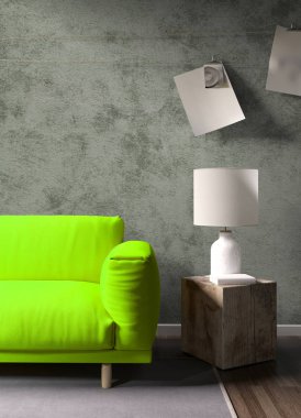 Modern parlak iç. 3D render