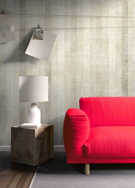 Modern parlak iç. 3D render