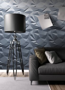 Modern parlak iç. 3D render