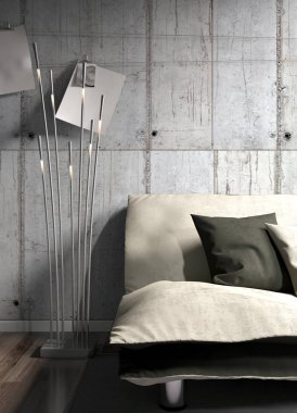 Modern parlak iç. 3D render