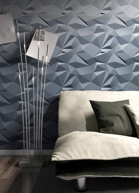 Modern parlak iç. 3D render