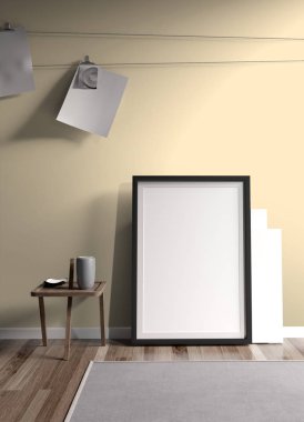 Modern parlak iç. 3D render