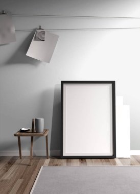 Modern parlak iç. 3D render