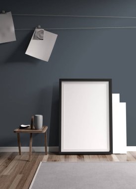 Modern parlak iç. 3D render