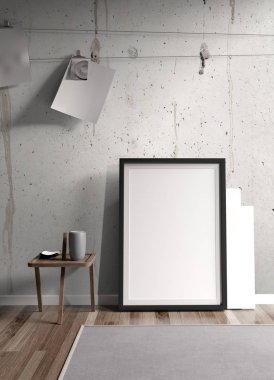 Modern parlak iç. 3D render