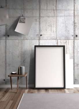 Modern parlak iç. 3D render