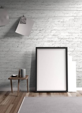 Modern parlak iç. 3D render