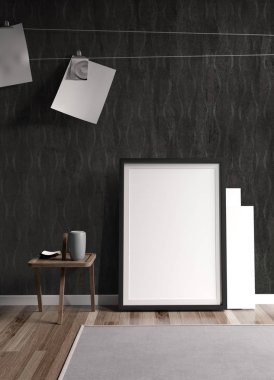 Modern parlak iç. 3D render