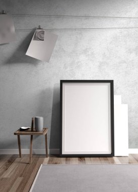 Modern parlak iç. 3D render