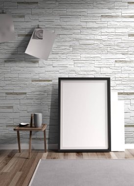 Modern parlak iç. 3D render