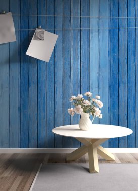 Modern parlak iç. 3D render