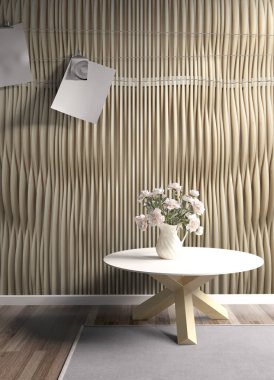 Modern parlak iç. 3D render