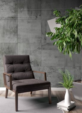 Modern parlak iç. 3D render