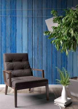 Modern parlak iç. 3D render