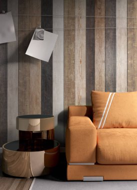 Modern parlak iç. 3D render