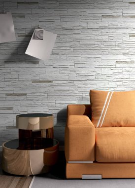 Modern parlak iç. 3D render