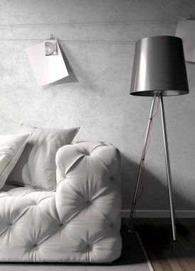 Modern parlak iç. 3D render