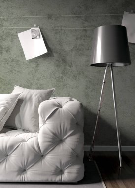 Modern parlak iç. 3D render