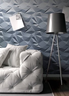 Modern parlak iç. 3D render