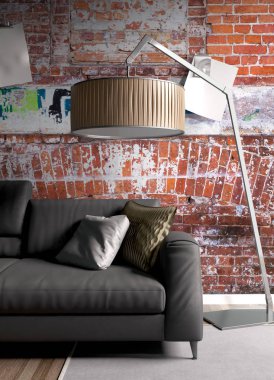 Modern parlak iç. 3D render