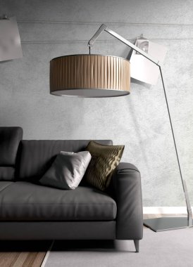 Modern parlak iç. 3D render