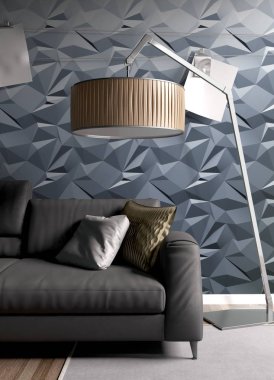 Modern parlak iç. 3D render