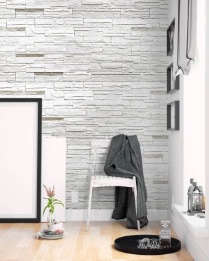 Modern parlak iç. 3D render