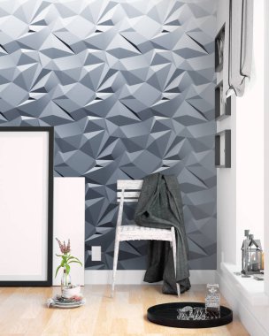 Modern parlak iç. 3D render