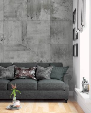 Modern parlak iç. 3D render