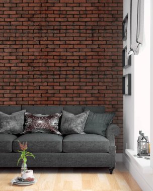 Modern parlak iç. 3D render