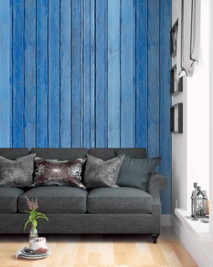 Modern parlak iç. 3D render