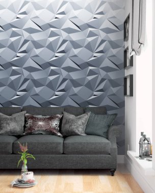 Modern parlak iç. 3D render