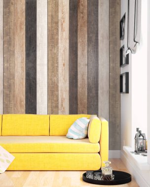 Modern parlak iç. 3D render