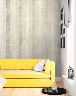 Modern parlak iç. 3D render