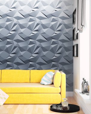 Modern parlak iç. 3D render