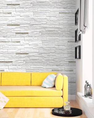 Modern parlak iç. 3D render