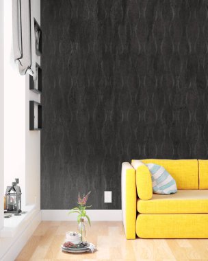 Modern parlak iç. 3D render