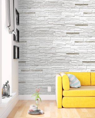 Modern parlak iç. 3D render