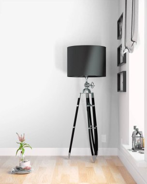 Modern parlak iç. 3D render